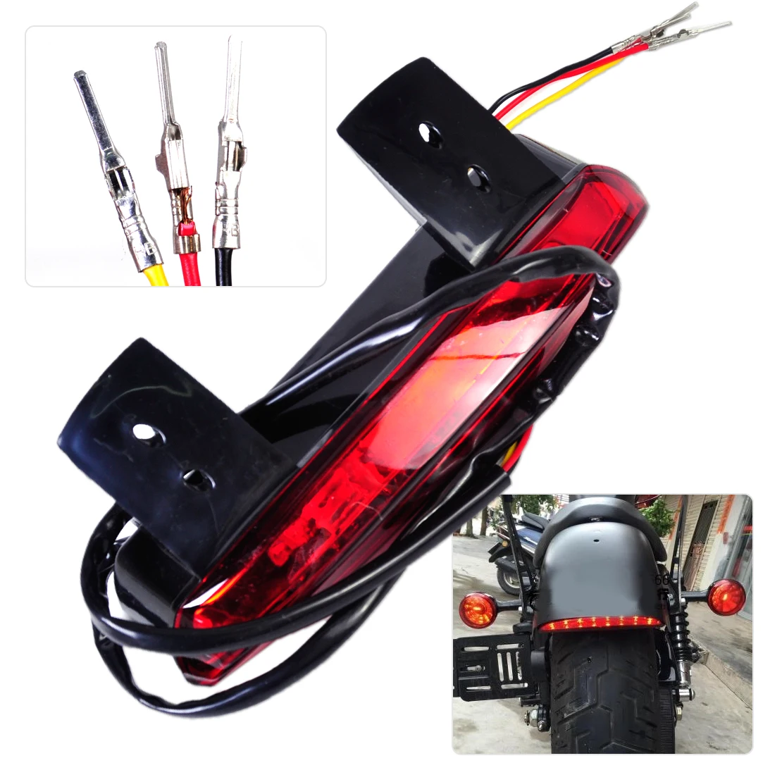 

DWCX Red LED Chopped Fender Edge Rear Brake Tail Light for Harley Sportster 883 XL883N 1200 Roadster XL Forty Eight