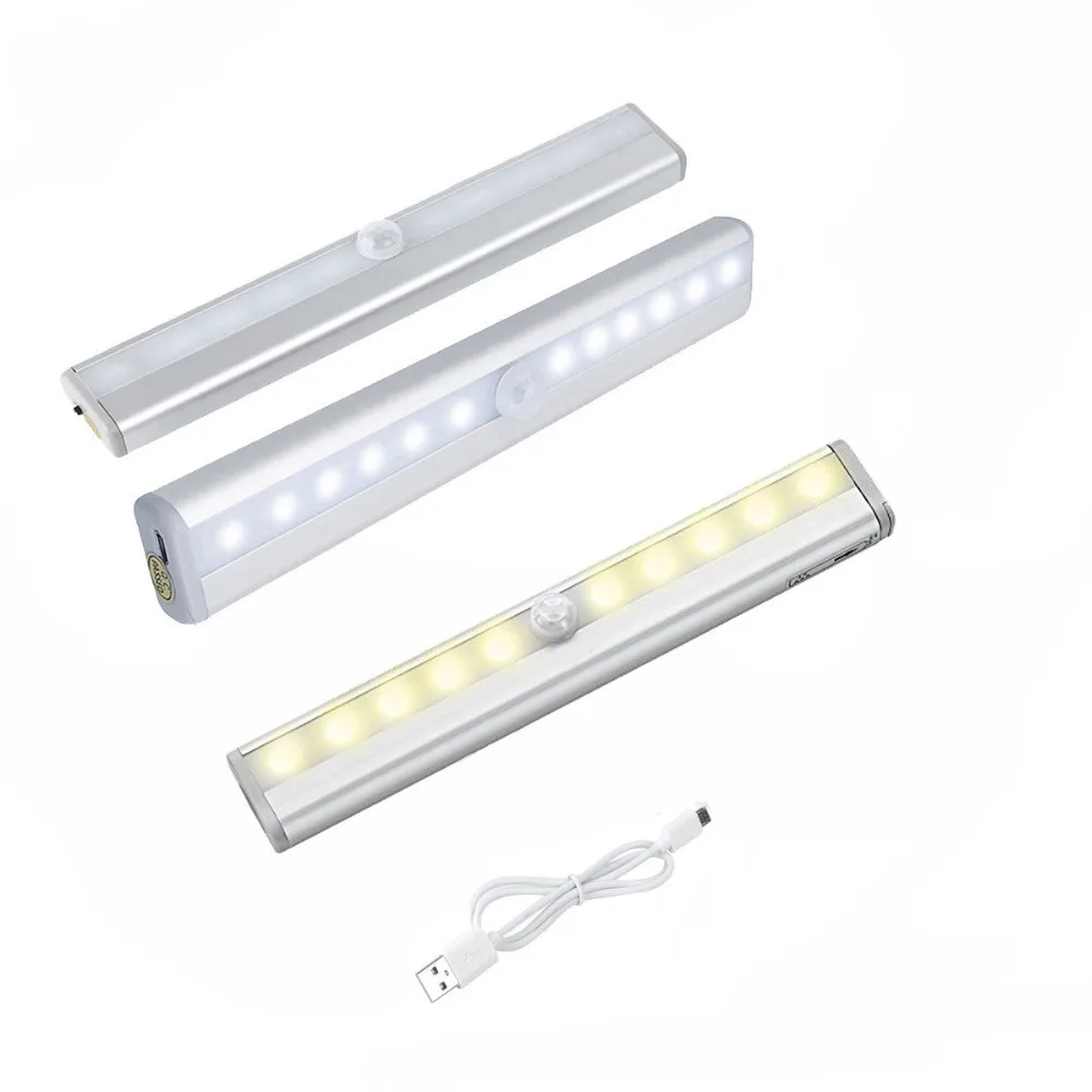 

PIR Motion Sensor LED Night Light Portable Light Control Magnetic USB Charging Cabinet Closet Wardrobe Stairs Bedside Wall Lamp