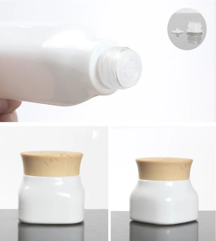 Porcelain white Glass Spray Bottle Grain Tetragonal Bottle Emulsion Cream Jar Cosmetic Container Toner Vial 50g 40ml 100ml 120ml (20)