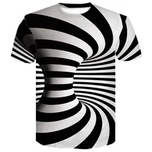 2019 summer Black And White Vertigo Hypnotic Printing T Shirt Unisxe Funny Short Sleeved Tees Men/women Tops Men's 3D T-shirts