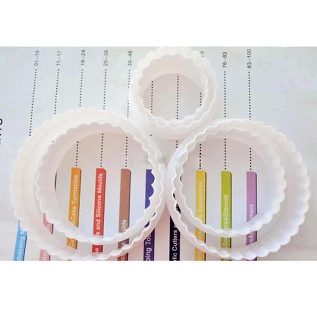

6pcs Round Shape Sugarcraft Fondant Cake Decorating Cookies Cutter Paste Mold Tools White