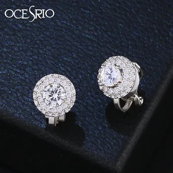 

Zircon Clip Earring Without Pierced Flower Plated Rose Gold Silver Color Crystal Earring For Women Party Wedding Jewelry ers-k48