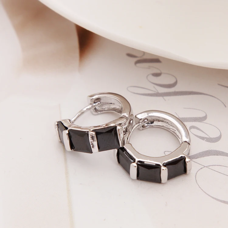 

Charming Black Cubic Zirconia Earing For Girl Silver Fashion Party Jewelry Special Design Summer Accessory