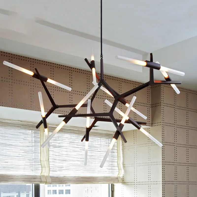 

2/6/10 Head Modern Black / Gold Hill Agnes Diner / Cafe Pendant Light Minimalist Branch Nordic Lindsey Lights Free Shipping