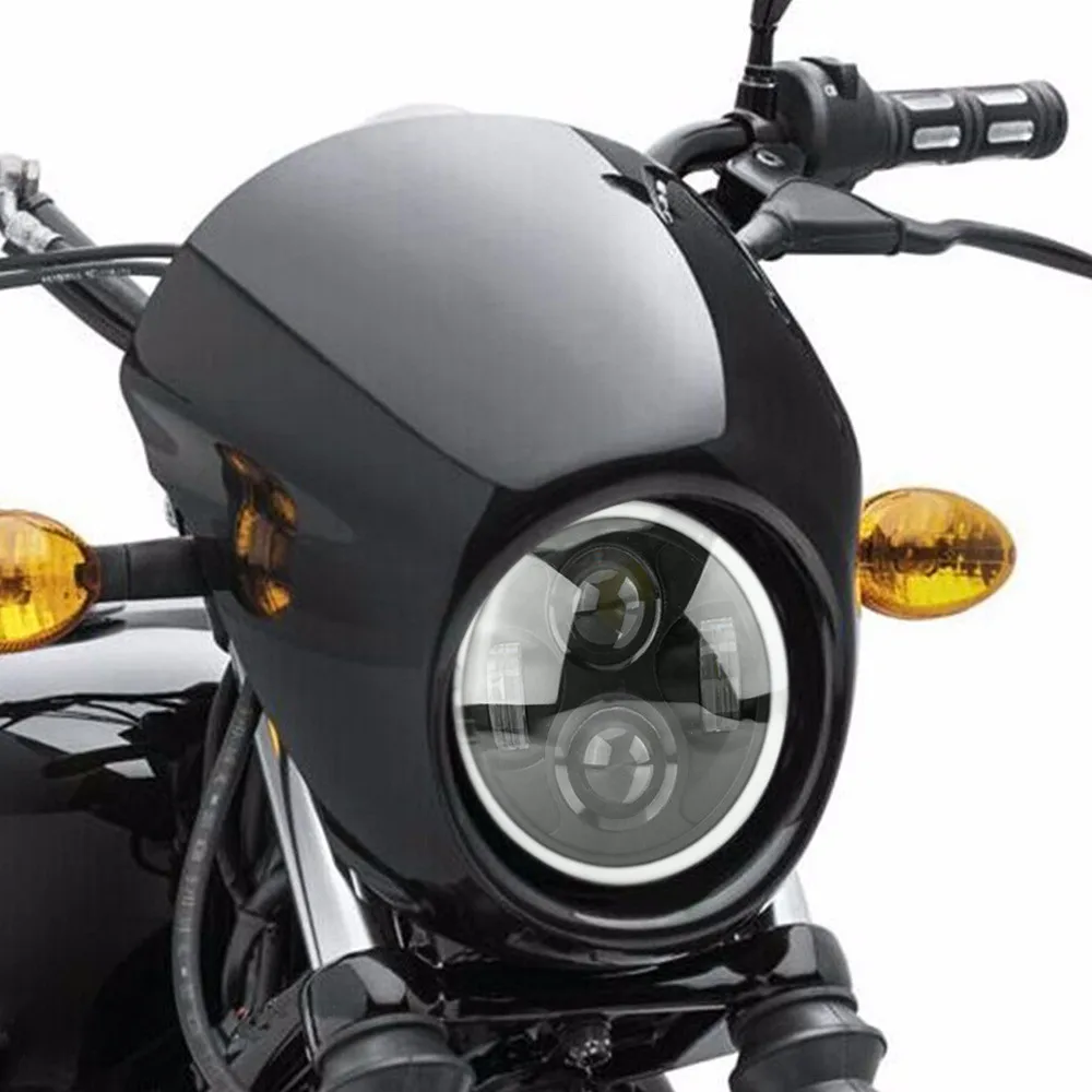 

Black 6.5" Motorcycle Headlight LED Projection Lamp 12V 40w Fits For Harley Sportster 883 1200 Cafe Racer Bobber Iron 883 Dyna