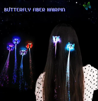 

5PCS/LOT Luminous Light Up butterfly Hair Braid,LED Hair Party Decoration Flash Braid Hair Glow Event Party Supplies