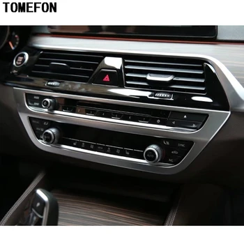 

TOMEFON ABS Chrome For BMW 5 Series G30 2017 2018 Car Interior Central Console CD Panel Control Air Condition Switch Cover Trim
