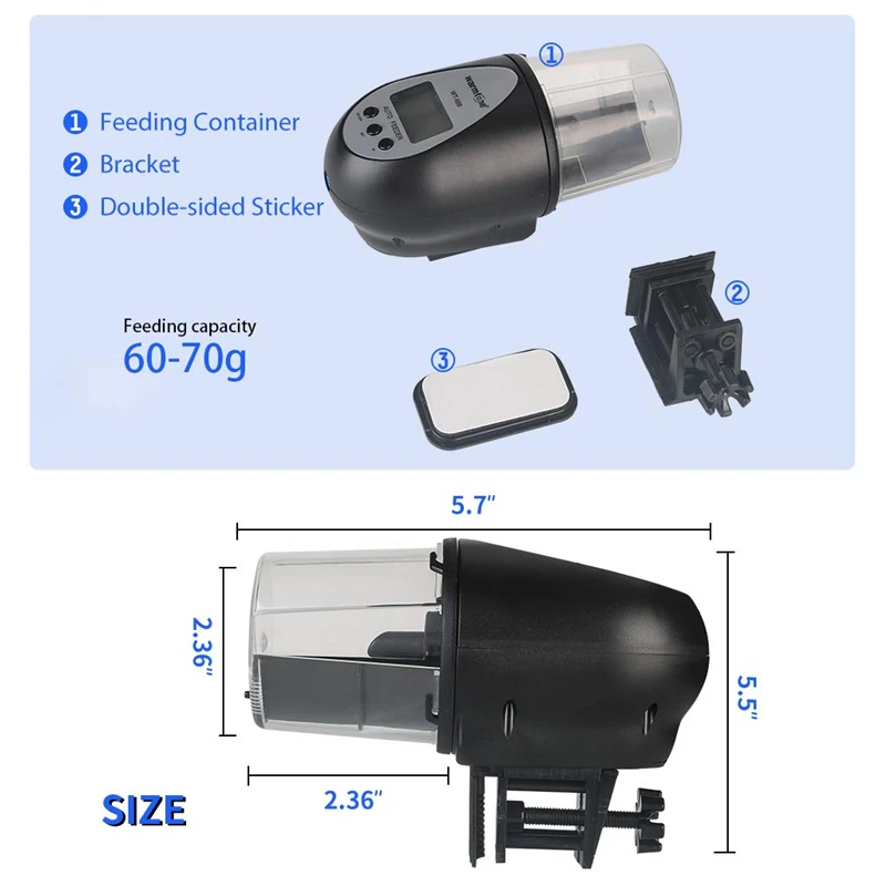 4 Portable Automatic Electrical Fish Feeder Digital  Fish Tank Timer Feeder Home Aquarium Tank Food Feeding Weekend Holiday Helper