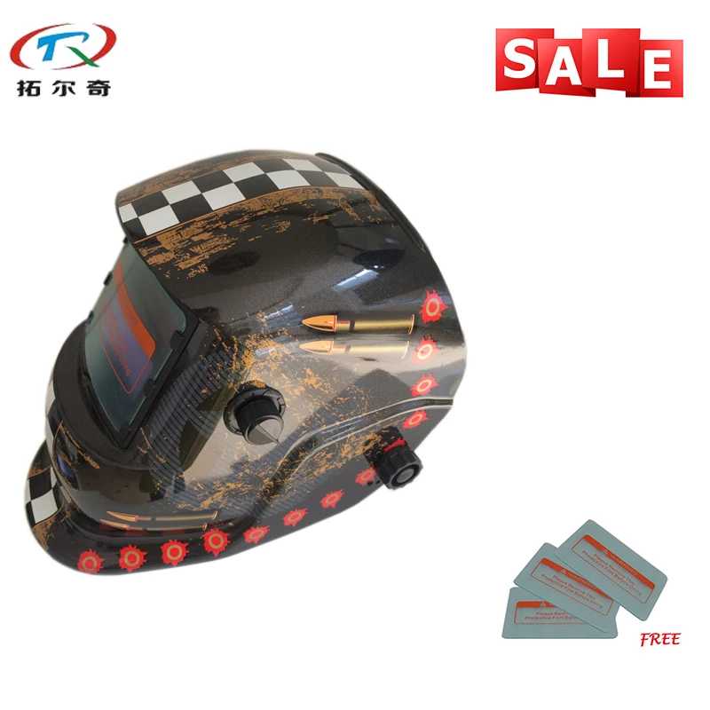 

Free Gift 3pcs PP Protective Sheet Welding Equipment Skull Tig Mig Welder Cap Solar Light Welding Helmet TRQ-HD33-2233FF