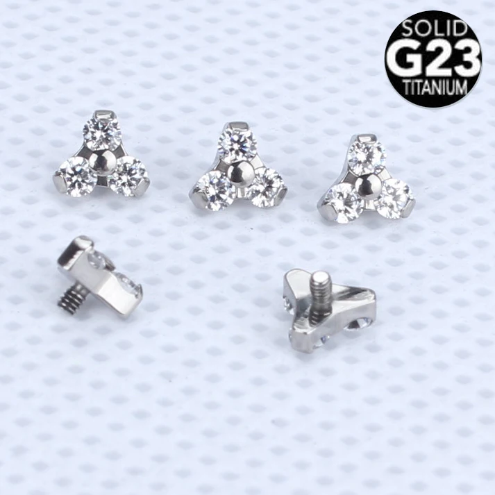 Titanium Internal Thread 6 Petal Crystal Flower Micro Bar ~ 1.2mm Ear Helix