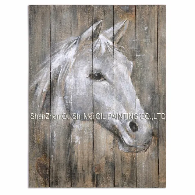 Peint à la main Impression Blanc Tête de Cheval Peinture À