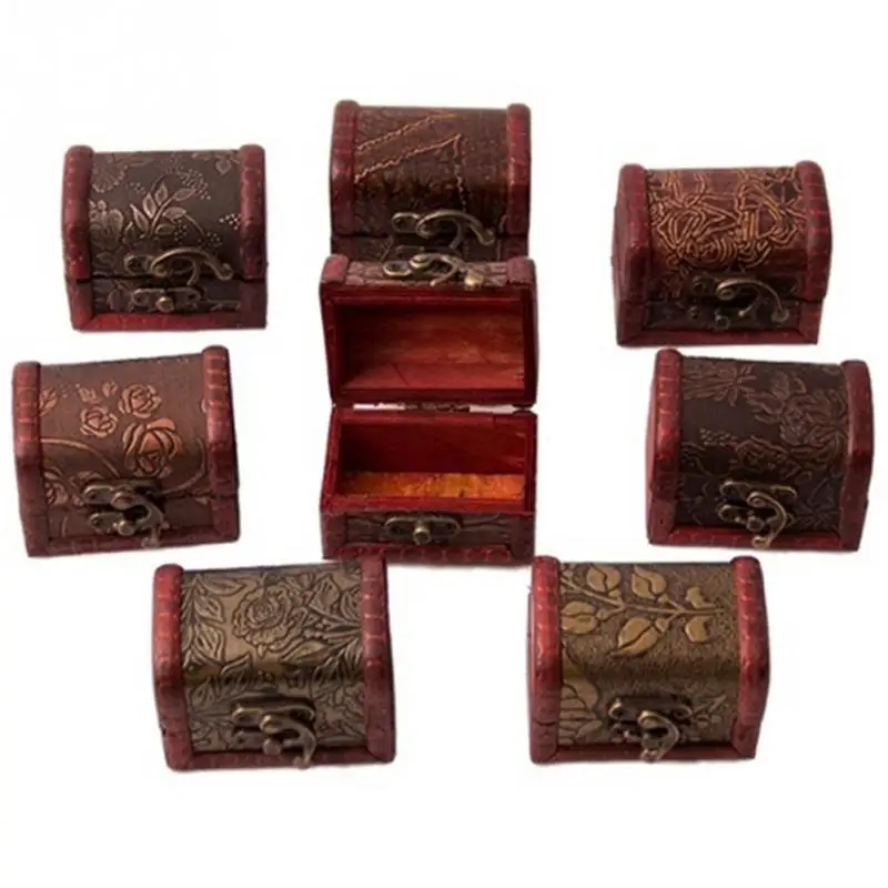 

Wooden Pirate Map Jewellery Storage Box Small Case Holder Vintage Treasure Chest Wooden Box Dropshipping#137