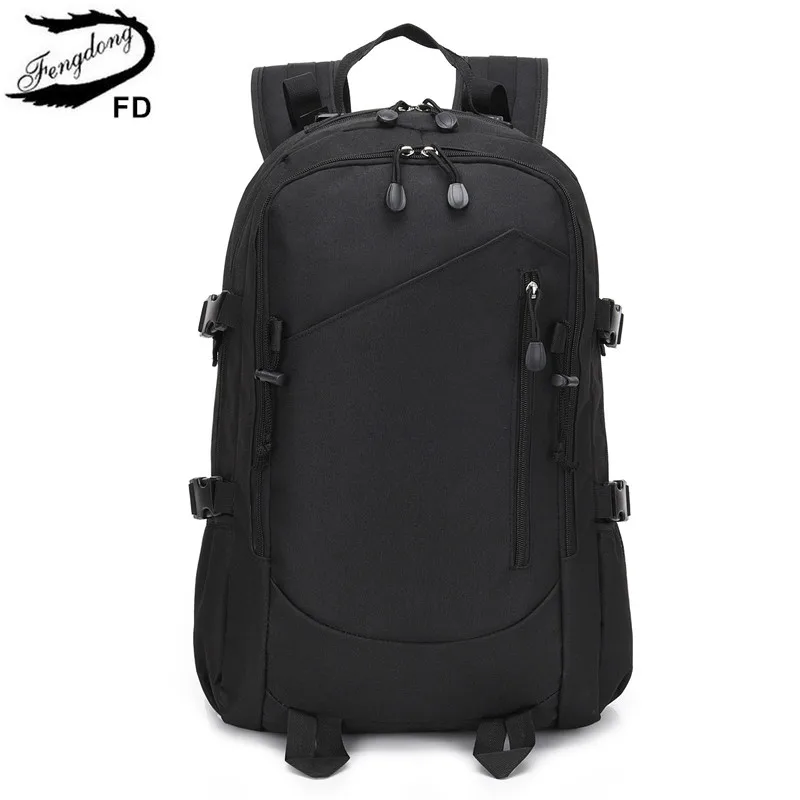 FengDong, студенческий Большой Водонепроницаемый Школьный рюкзак, школьные сумки для подростков, мужской рюкзак для путешествий, мужской Камуфляжный Рюкзак - Цвет: Full Black