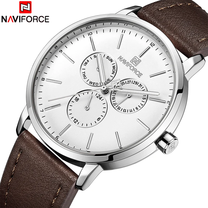 2018 NAVIFORCE новый для мужчин спортивные кварцевые часы кожа водостойкие Наручные