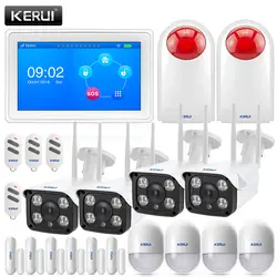KERUI K7 WI-FI GSM охранной сигнализации Системы с 4 шт. Открытый 1080 WI-FI Камера Siren охранной сигнализации дома детектор движения приложение