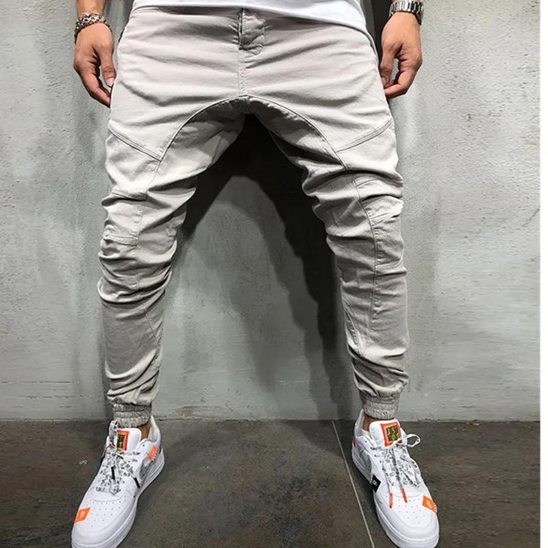 

2019 New men's jogger street hip hop pants side zipper pants men's shuttle fabric slacks small leg pants fashion pants