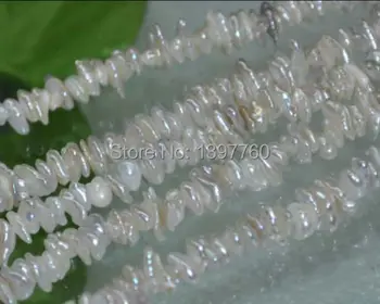 

Miss009 Natural white 5 Strands luster Reborn Keshi pearls Loose Bead 15"