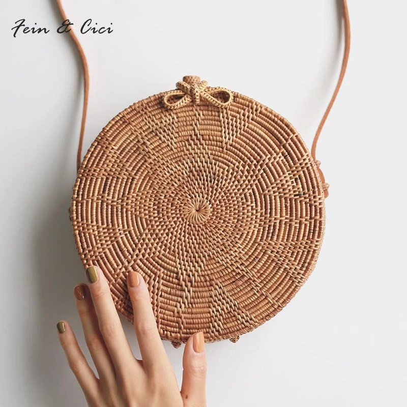 Straw Bag Circle Rattan bag bali Round Beach Bag bow women Bohemian messenger bag Handbags