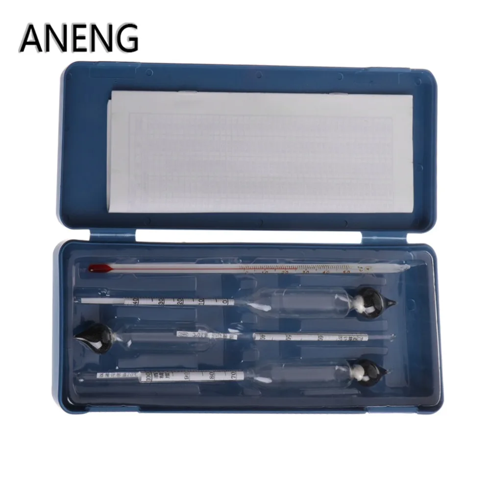 

ANENG 3 Pcs 0-100% Hydrometer Alcoholmeter Tester Set Alcohol Concentration Meter + Thermometer