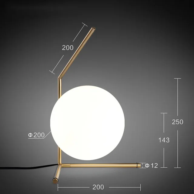 20 см современный стеклянный шар подвесной светильник круглый железный светильник металлический светильник дизайнерский стеклянный блеск - Цвет корпуса: Table lamp 1