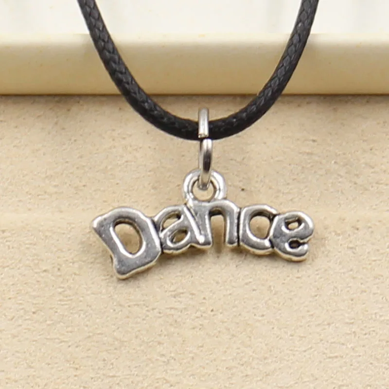 

New Fashion Tibetan Silver Pendant dance Necklace Choker Charm Black Leather Cord Factory Price Handmade jewelry