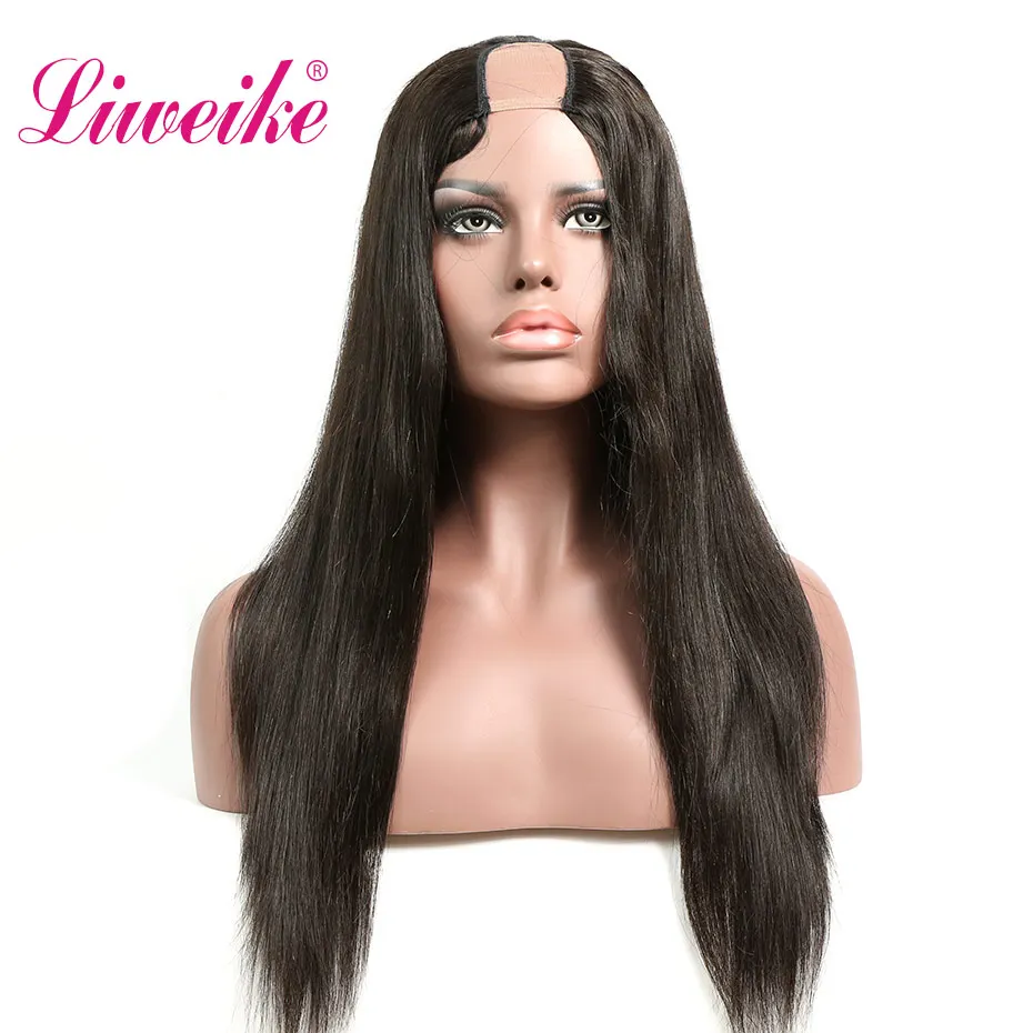 Baratos Pelucas de Liweike U pelucas de pelo Natural sedoso brasileño predesplumado nudos decolorados pelucas de pelo humano virgen de densidad 150%