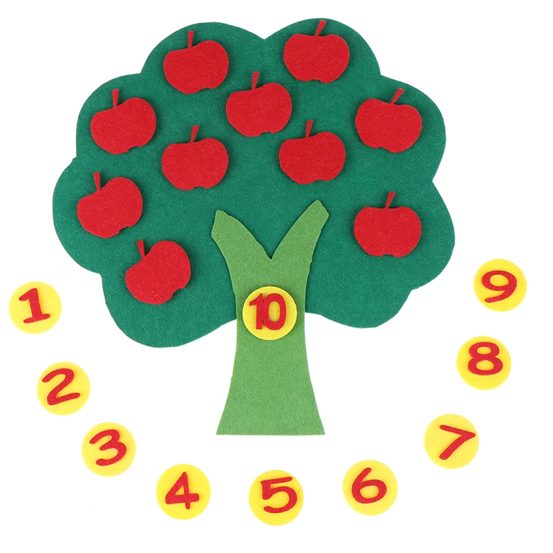 Математика Монтессори игрушки Обучающие приспособления инструмент яблоки деревья интеллект Детский сад Diy вязання одежда раннего