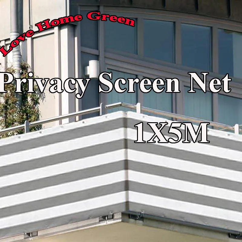 Gray/white striped privacy screen net awning fence for Deck Patio