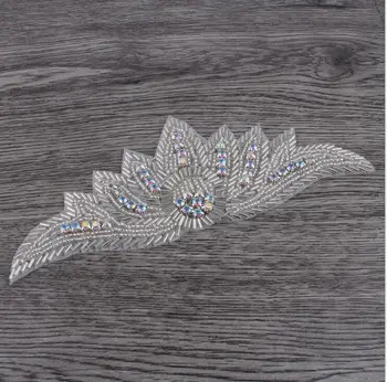 

16 pieces 17*6.5cm Crown Tiara Shape Crystal AB Rhinestone Patch Rhinestone Trim Applique DIY Craft Beaded Embellishment