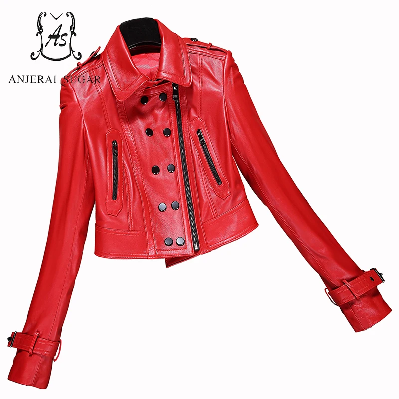 Женская короткая мотоциклетная куртка из натуральной кожи|jacket women|jacket designerjacket women