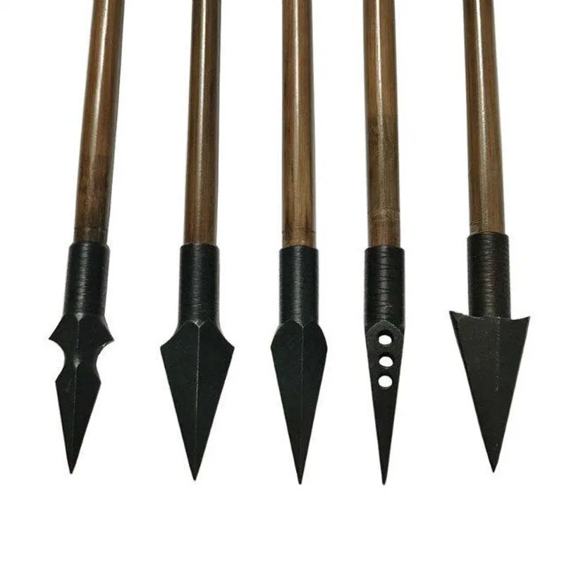 

6pcs Archery traditional bow bamboo arrow replaceable arrowhead for recurve and traditional bow hunting