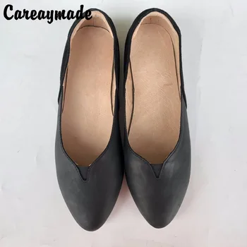 

Careaymade-Handmade Top layer Genuine leather shoes,European style leisure comfortable flat shoes,the retro art mori girl shoes