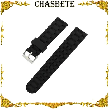 

20mm 22mm 23mm 24mm 26mm Silicone Rubber Watch Band Universal Watchband Resin Strap Wrist Loop Belt Bracelet Black + Pin + Tool