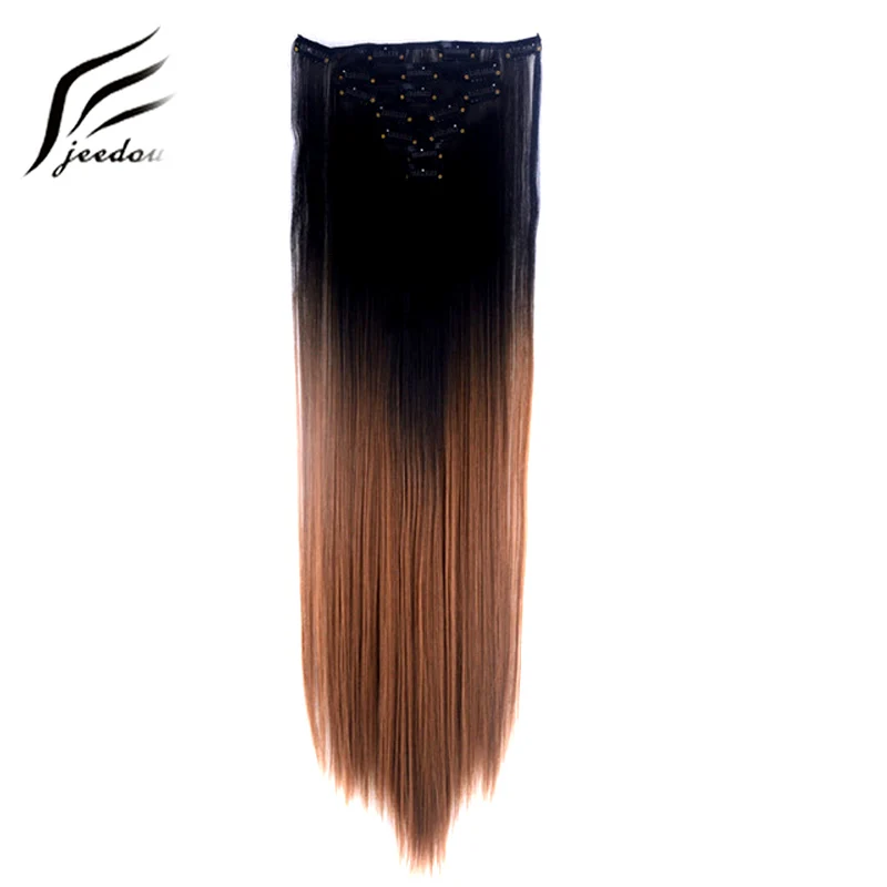 Jeedou Straight Hair 24 60cm 100g Clip In Hair Extension 7pcs Set