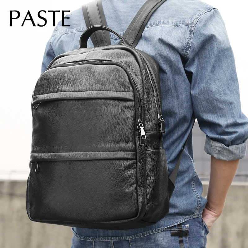 

2019 Leisure Men's Genuine Cow Leather Backpack Laptop Male School Bag High Quality Men Daypacks Korea Style Casual Travel Bag