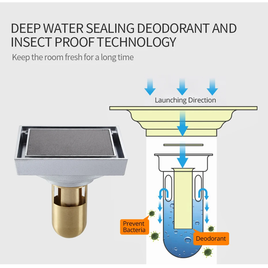 Напольные стоки 10 см квадратный водосток для душа латунь трап ловушка отходов Решетка с ситечком для волос Ванная комната Душ аксессуары 811525