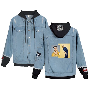 

2019 Cameron Boyce Denim Jean Stitching Jacket Coat Harajuku jeans hoodies wear Clothes fans Cameron Boyce Hoodies for men/women