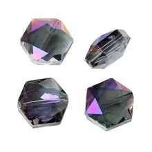 Perles en verre amples hexagonales violettes AB, transparentes à facettes d'environ 15mm(5/8