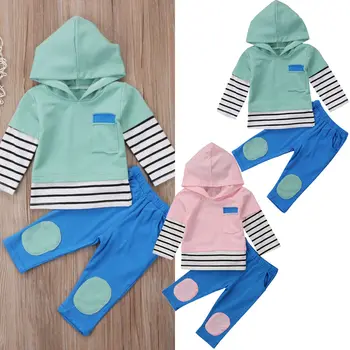 

Newborn Toddler Baby Boys Girls Hooded Tops Pants Outfits Set Clothes