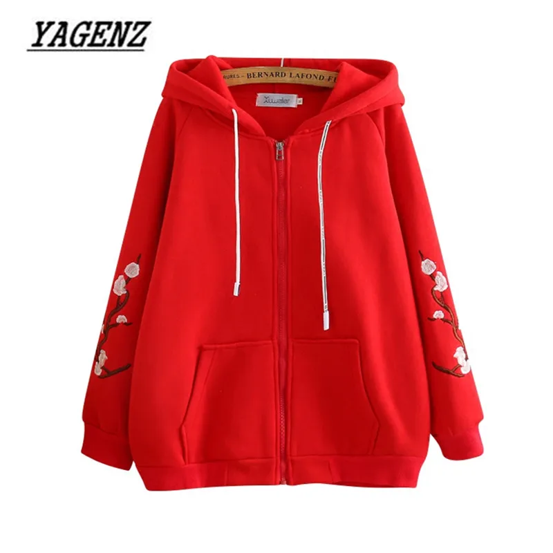 

2018 New Spring/Autumn Women's Hooded Sweatshirt Coat Large size Loose Zipper Embroidery Lady Hoodies Casual Sweatshirt Coat 4XL