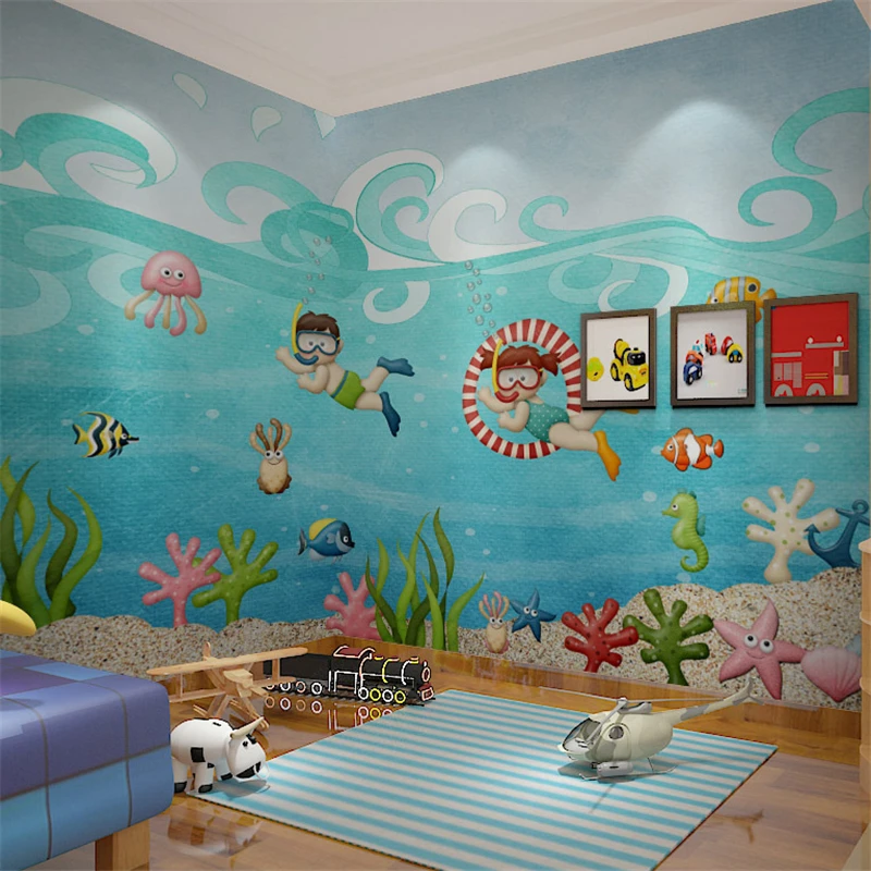 

beibehang papel de parede Children swimming pool large mural children's room background cartoon cute custom wallpapers mural