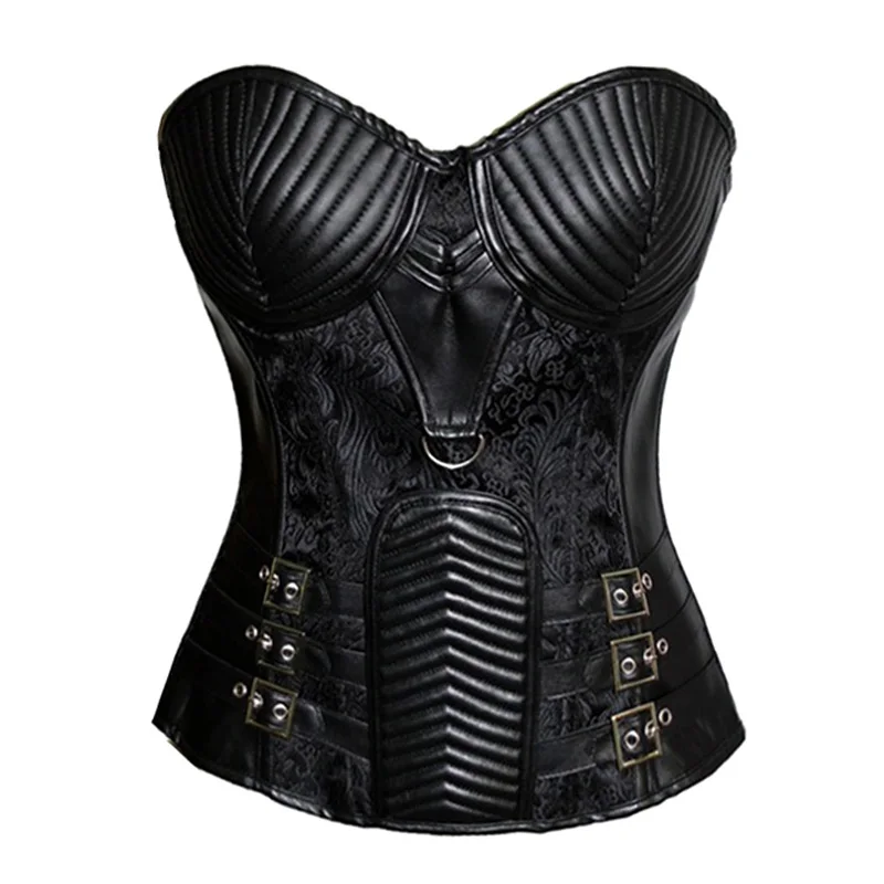 S-2XL Vintage Gothic Clothing Plus Size Black Overbust Corset Burlesque Steam punk Corsets And Bustiers Korsett For Women (1)