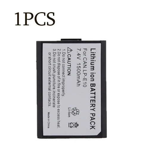 Высокое качество 7,4 V 1500 мА/ч, литий-ионный аккумулятор LP-E10 батарейный блок камеры LPE10 для цифровой однообъективной зеркальной камеры Canon EOS 1100D, EOS KISS X50, REBEL T3 - Цвет: 1PCS