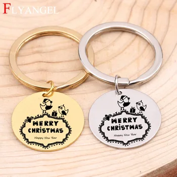 

Custom Engraved Merry Christmas Keychain Jewelry Stainless Keyring For Friend Women Christmas Present New Year Gift Key Chain