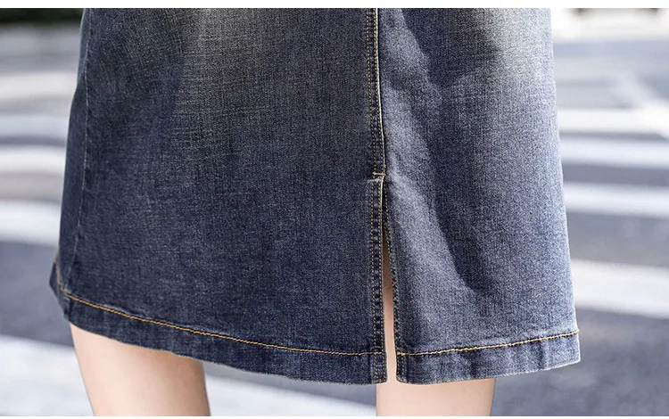Женская джинсовая юбка размера плюс S-5XL, весна-лето, высокая эластичная высокая талия, а-силуэт, с карманами, облегающие Женские сексуальные юбки, женские джинсы