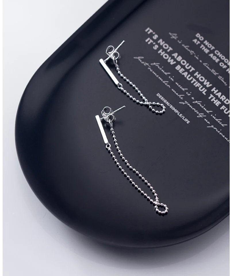 New Fashion Sterling Silver Chain Statement Dangle Earrings For Women Girls Minimalist S925 Drop Earring Bridal Wedding Jewelry (1)