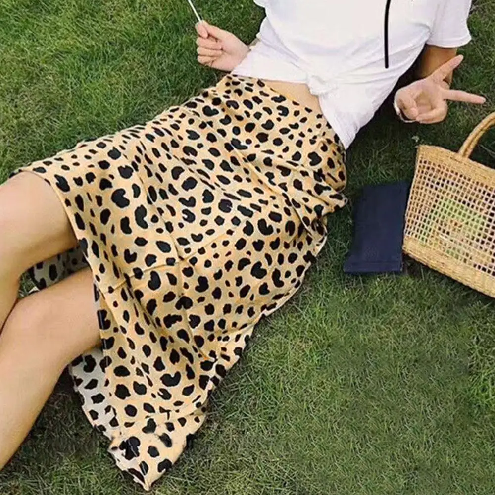 

2019 Summer Vintage High Waist Skirt Leopard Print Skirts Womens Punk Rock Korean Style Boho Streetwear Jupe Femme