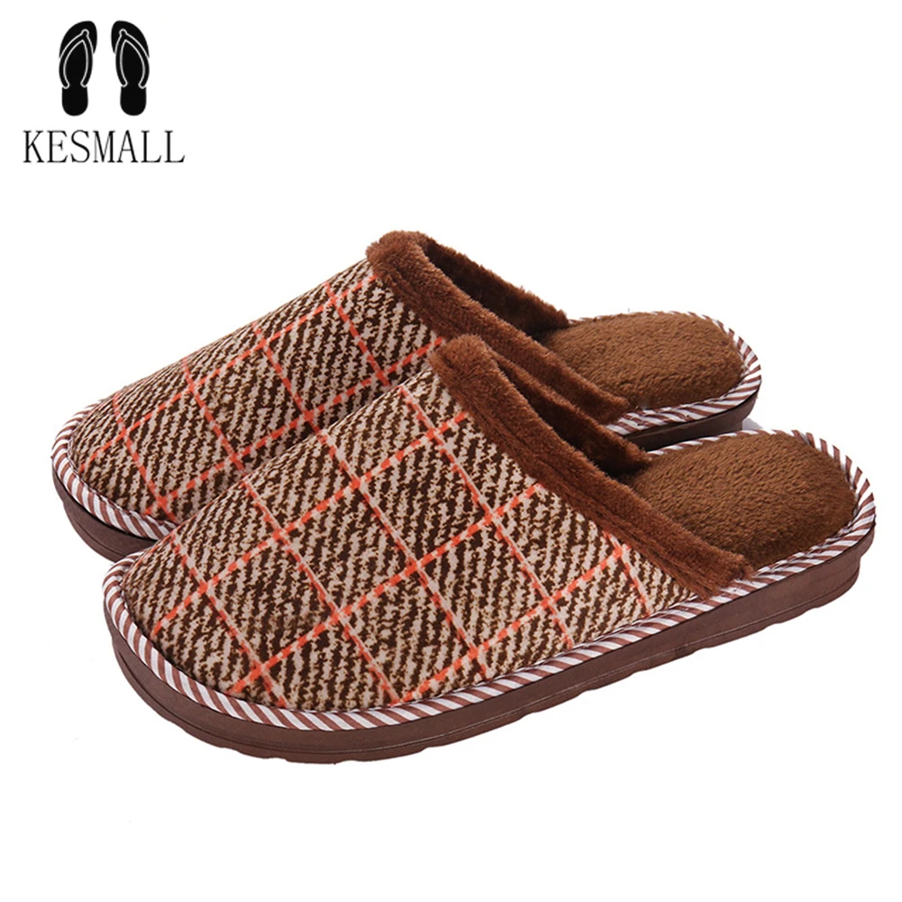 

KESMALL Winter Home Slippers Men Footwear Comfortable House Indoor Slippers with Fur Pattern Male Slipper Warm Shoes Big Size 48