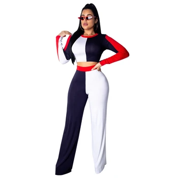 

Spring Women Sexy 2 Piece Set Women 2019 Summer Casual Patchwork Matching Sets Outfit 2 Piece Set Elegant Straight Pants