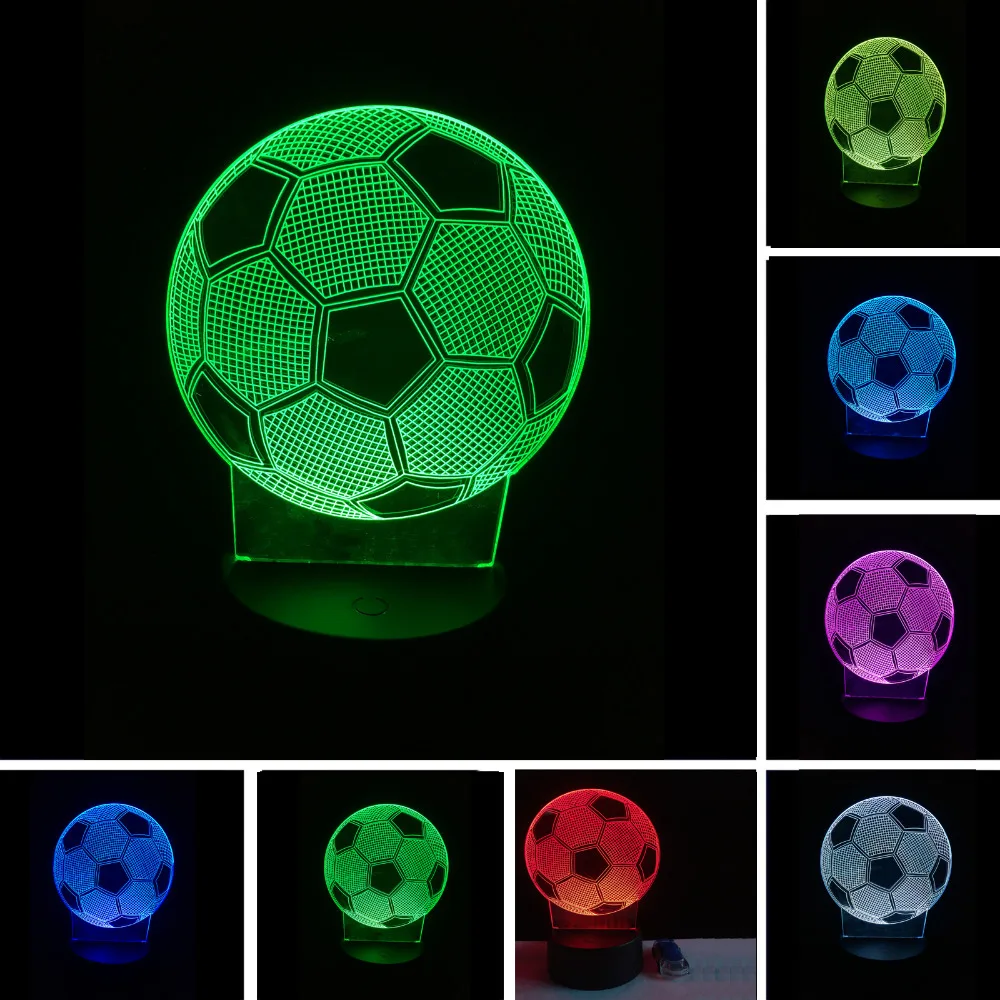 3D Stylish LED Lamp Touch Sensor Football Shaped 3D Night Light for Soccer Sports Fans Best Gift